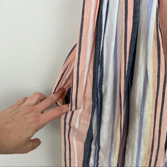 Free People Lilah Midi Dress Size XS Striped Rayon Bohemian Button Convertible - Picture 9 of 13